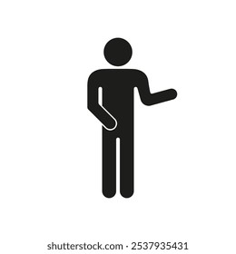 Human Figure Making Pointing Gesture Icon. Man Presenting with Hand Gesture Silhouette Sign. Isolated Vector Illustration.