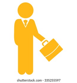 Human Figure Manager vector icon. Style is flat symbol, yellow color, rounded angles, white background.