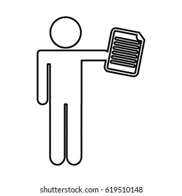 human figure with paper document isolated icon