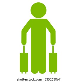 Human Figure Passenger vector icon. Style is flat symbol, eco green color, rounded angles, white background.