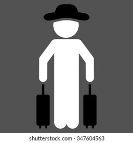 Human Figure Passenger vector icon. Style is bicolor flat symbol, black and white colors, rounded angles, gray background.