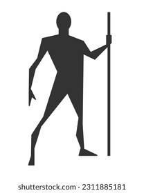 menschliche Figur Pose. Zeichen mit Stick oder Gelb setzen. Bild der Vektorgrafik. Schwarze Silhouette.