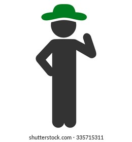 Human Figure Proposal vector icon. Style is bicolor flat symbol, green and gray colors, rounded angles, white background.