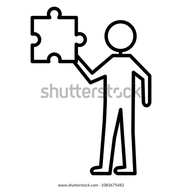 Human Figure Puzzle Piece Silhouette Icon Stock Vector (Royalty Free ...