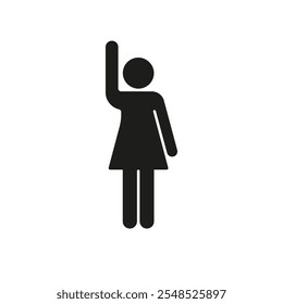 Human Figure with Raised Arm in Greeting Gesture. Person Icon Waving Hand Silhouette Icon. Greeting Gesture Symbol. Isolated Vector Illustration.