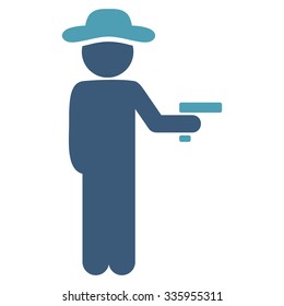 Human Figure Robber vector icon. Style is bicolor flat symbol, cyan and blue colors, rounded angles, white background.
