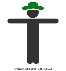 Human Figure Scarescrow vector icon. Style is bicolor flat symbol, green and gray colors, rounded angles, white background.