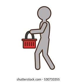 human figure with shopping basket vector illustration design