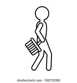 human figure with shopping basket vector illustration design