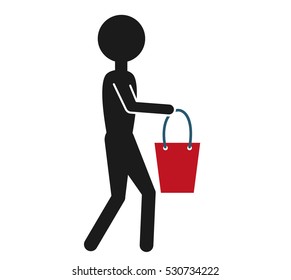 human figure with shopping basket vector illustration design