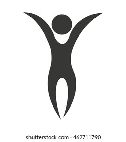 human figure silhouette celebration icon vector illustration design