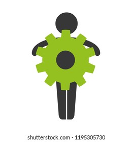 human figure silhouette with gears