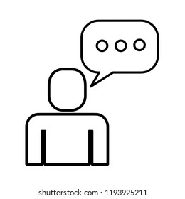 human figure silhouette with speech bubble