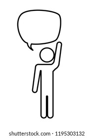 human figure silhouette with speech bubble