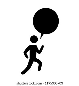 human figure silhouette with speech bubble