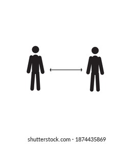 Human figure sketch. A sign of social distancing. Keep a distance of 6 feet. Be calm and safe.