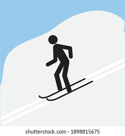 human figure sketch skiing, healthy lifestyle, winter sports