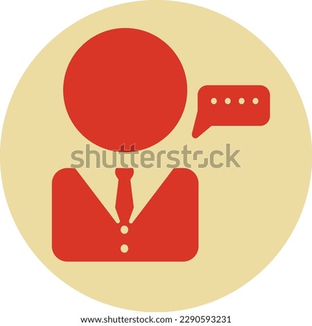 Human figure with speech bubble in pale yellow circle on white background, vector illustration