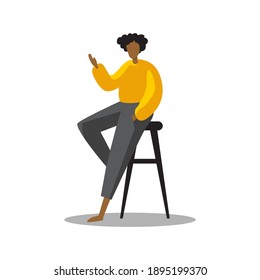 human figure stand on chair with yellow cloth on simple figure fot wallpaper web