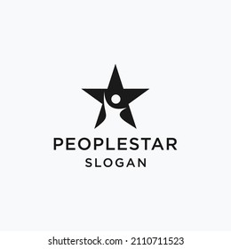 Human figure star logo design. Reach your dreams, success, goal creative symbol idea concept