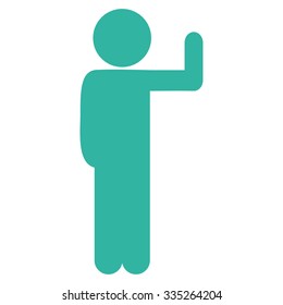 Human Figure Vote vector icon. Style is flat symbol, cyan color, rounded angles, white background.