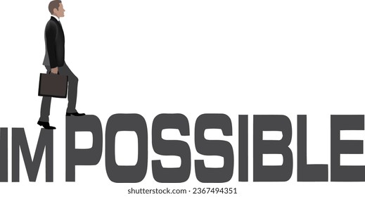 human figure walks over impossible writing-