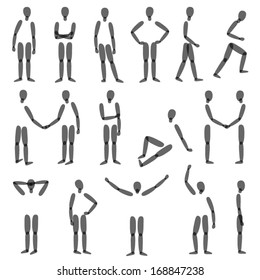 Human figures in different poses. Vector silhouette.