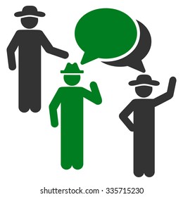 Human Figures Discussion vector icon. Style is bicolor flat symbol, green and gray colors, rounded angles, white background.