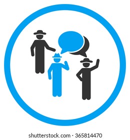 Human Figures Discussion vector icon. Style is bicolor flat circled symbol, blue and gray colors, rounded angles, white background.