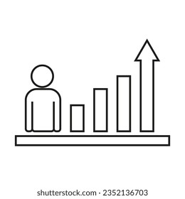 Human figures as a growing graph icon. Vector illustration. EPS 10.