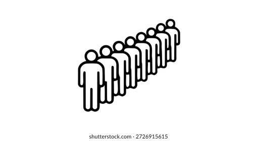 Icono de cola de figuras humanas que ilustra el concepto de gestión de la línea de espera de multitudes