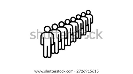Human figures queue icon illustrating crowd waiting line management concept