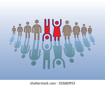 human figures in row - illustration