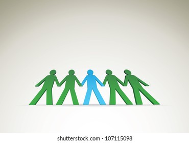 human figures in a row - illustration