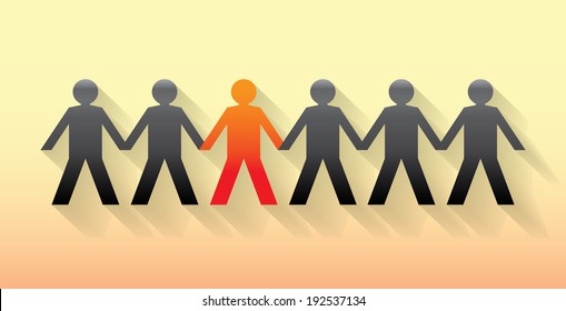 Human figures in a row, illustration