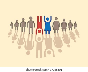 human figures in row - illustration