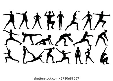 Figuras humanas en varias poses silueta personas