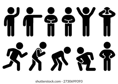Human figures in various poses stick figures human icons