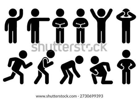 Human figures in various poses stick figures human icons