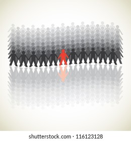 human figures in a waved row - illustration