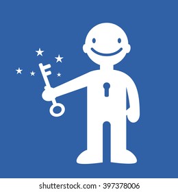 human find the key to happiness, inside, himself, stars, magic, open people
