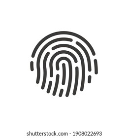 Human Fingerprint Black Vector Icon. Finger Print, Biometric Id Symbol.