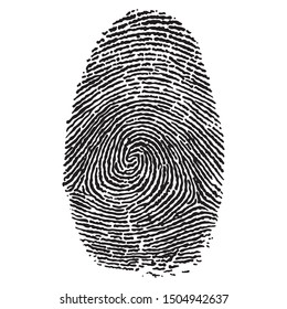 human fingerprint criminal style black and white minimal modern individual vector logo illustration isolated on white background, concept of press for personal biorhythm tracking and touchscreen id 