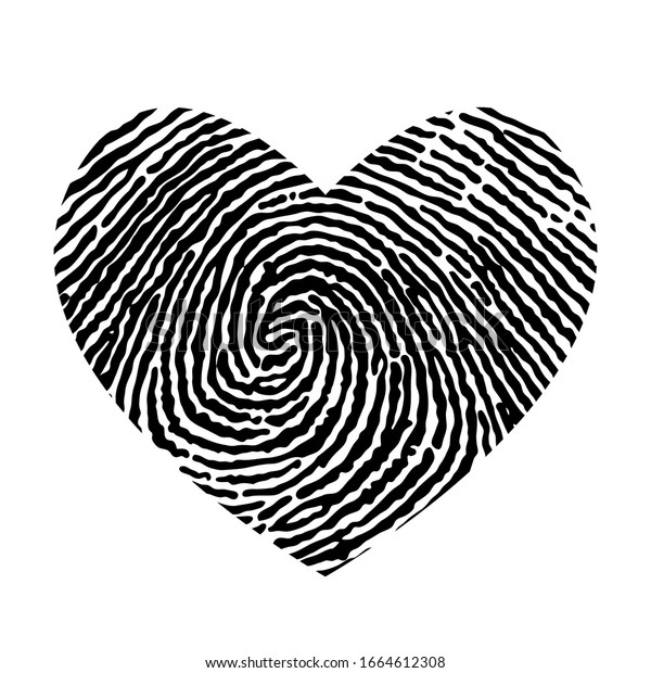 Human Fingerprint Heart Silhouette Line Art Stock Vector (Royalty Free ...