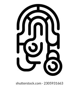 Human fingerprint icon outline vector. Id scanner. Access lock