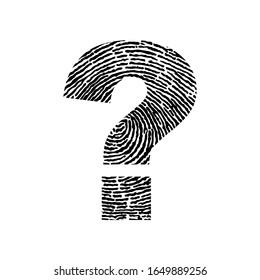 human fingerprint icon in question mark silhouette. finger print flat stroke minimal modern vector logo illustration. isolated on white background. concept of press for personal  and touchscreen id