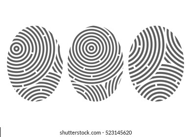 Human fingerprint. Icon set. Abstract fingerprints on white background. Vector illustration 