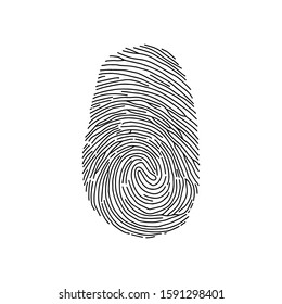 Human fingerprint isolated on white background.Outline vector illustration. Silhouette of fingerprint scan. Concept of press for personal biorhythm tracking and touch screen id. Identification symbol.