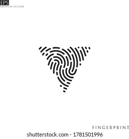 Human fingerprint. Logo. Isolated fingerprint on white background