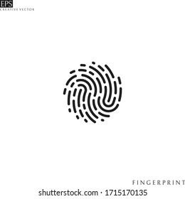 Human fingerprint. Outline style. Isolated fingerprint on white background. Abstract icon